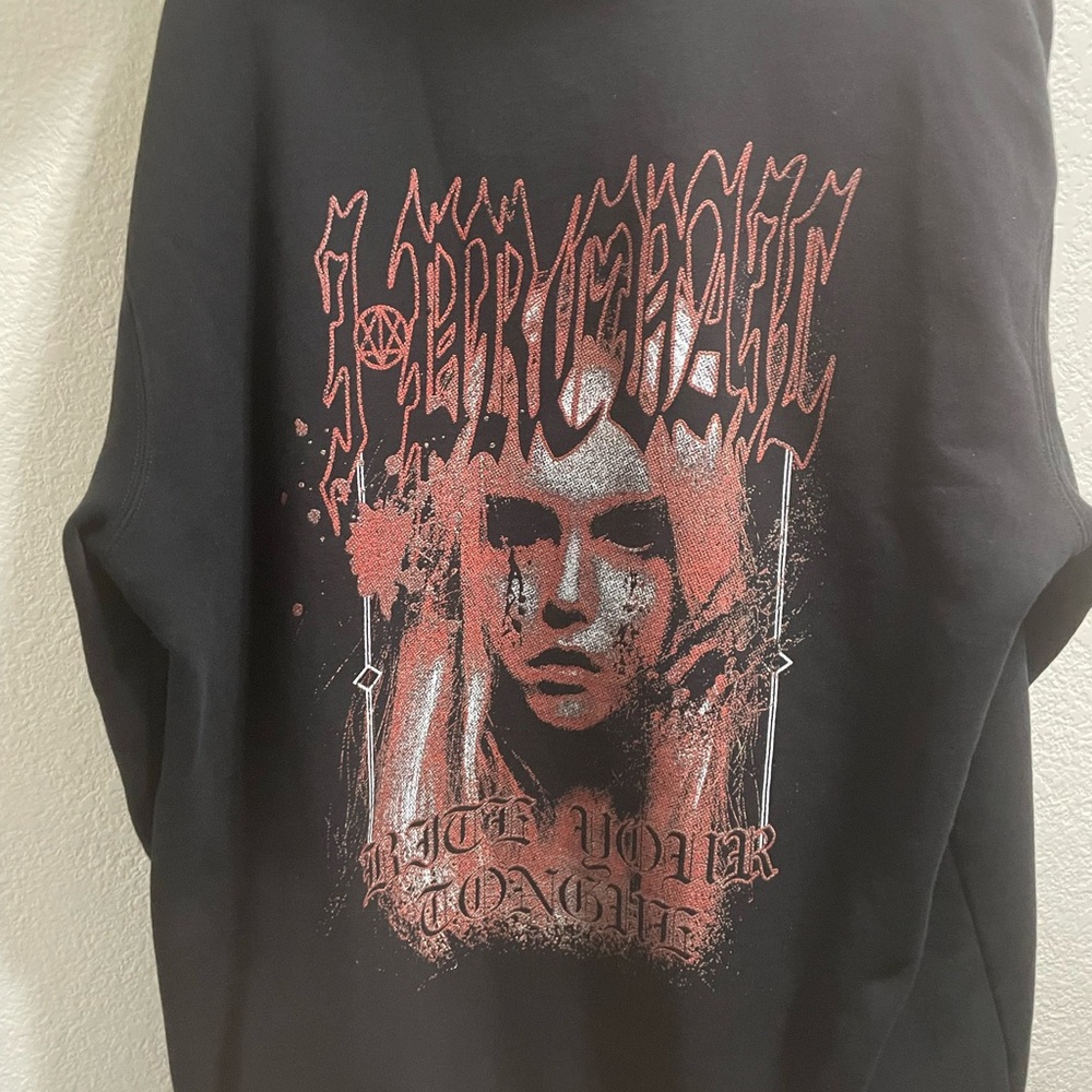 Y2K prevail demon girl pullover hoodie in black size XL